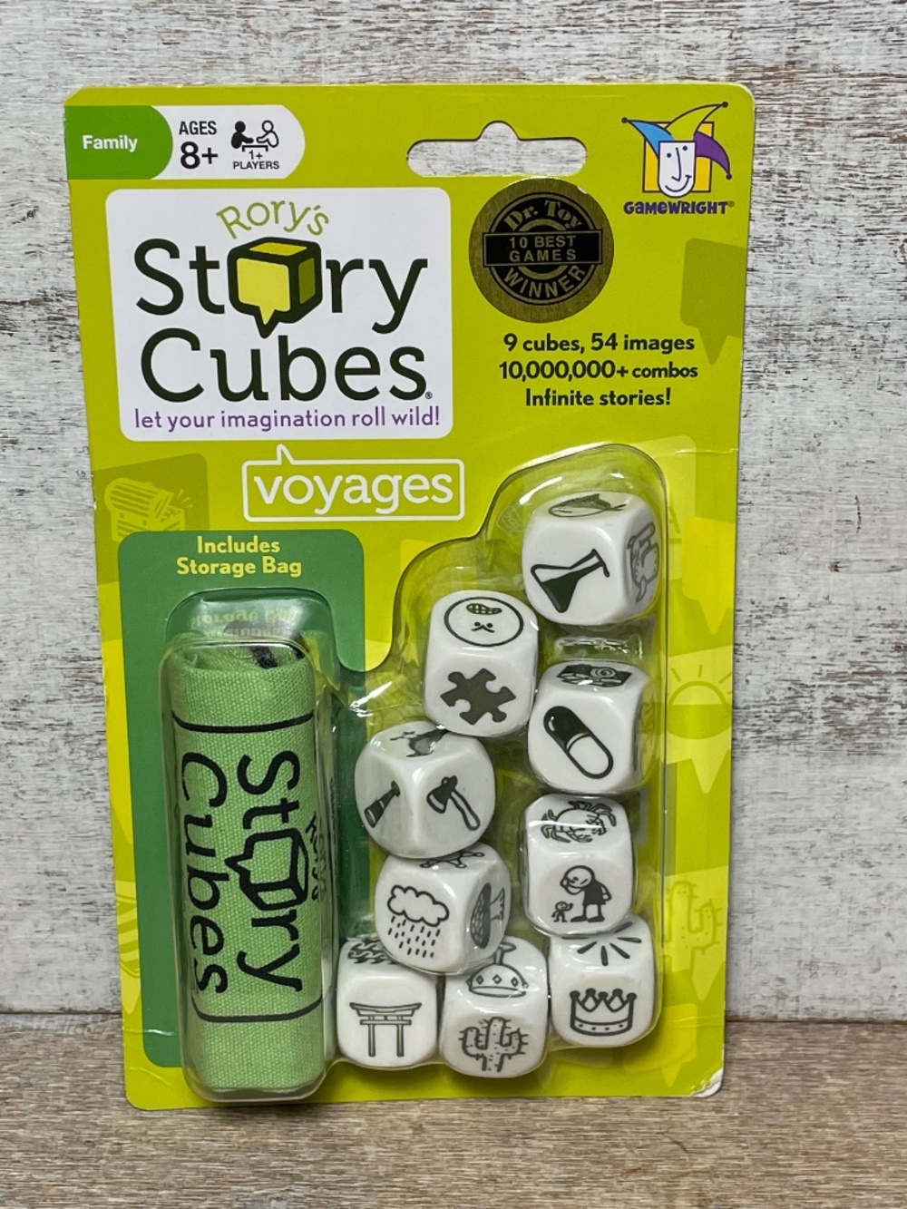 Rory’s Story Cubes Voyages Dice Game 9 Cubes, 54 Images, Storage Bag Brand New